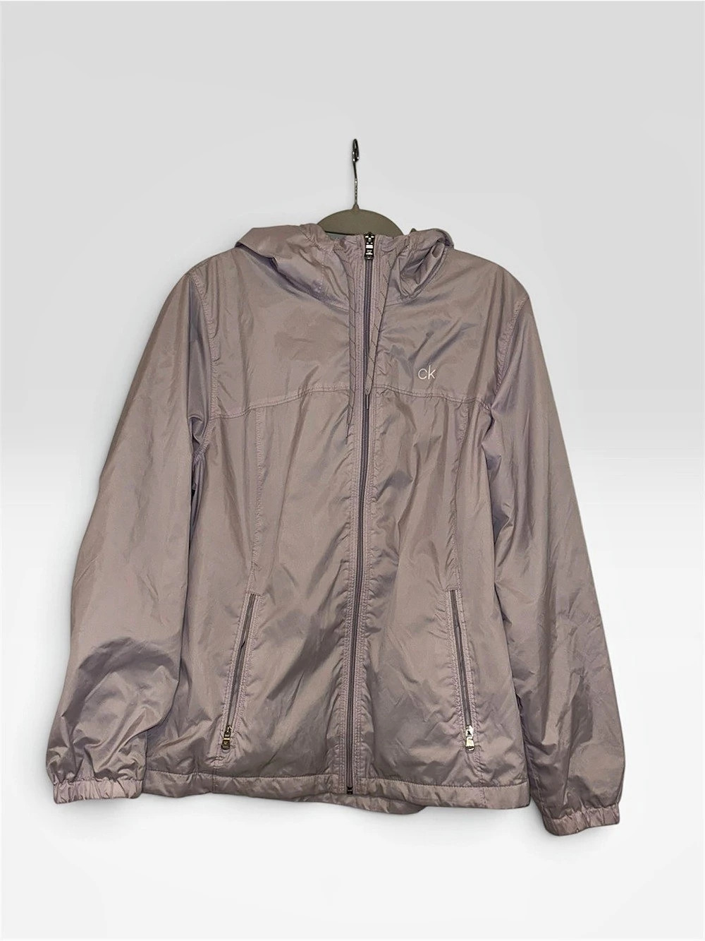 Calvin Klein Fleece Lined Hooded Windbreaker Jacket Purple